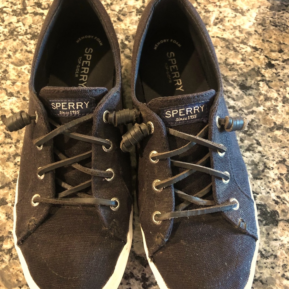 SPERRY Black Canvas Slip Ons